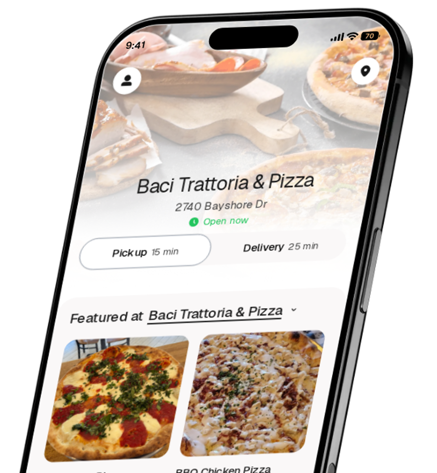 Baci Trattoria & Pizza app preview
