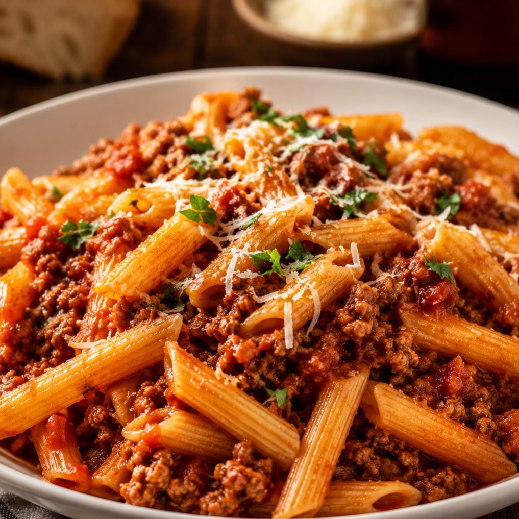 Penne Bolognese.
