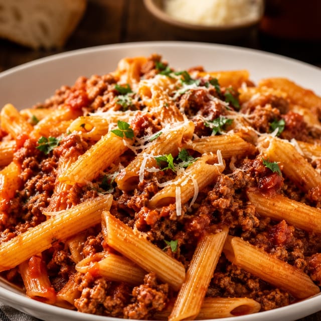 Penne Bolognese.